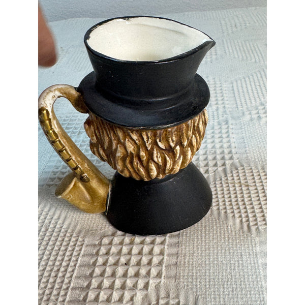 Vintage Ceramic Toby Face Character Creamer Top Hat and Pipe Handle Lego Japan