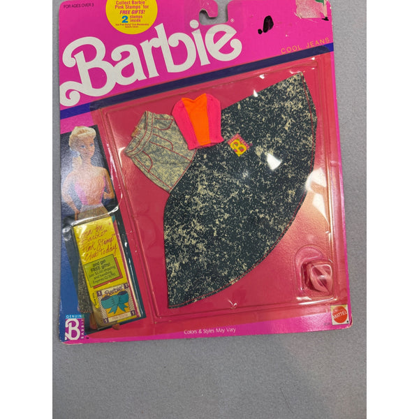 Barbie Cool Jeans Doll Outfit Pink Stamp Club Fashion Pack Vintage 1990s NWB