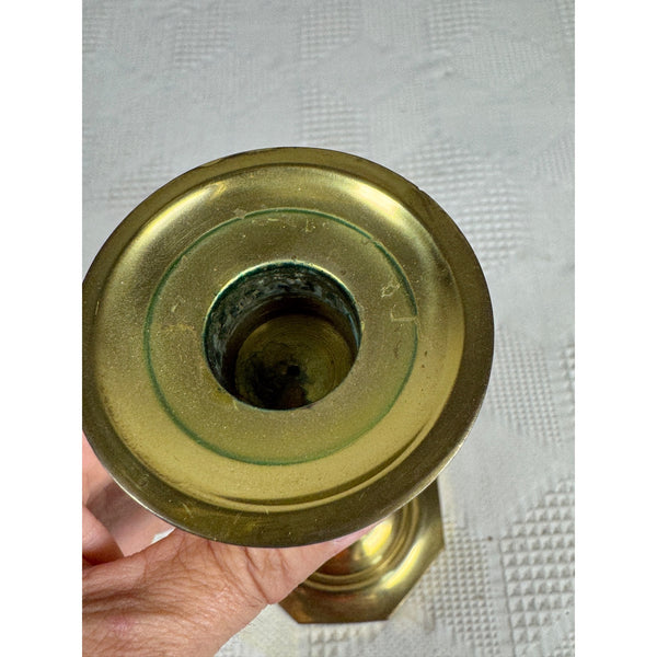 Vintage Brass Candlestick Taper Holder With Octagonal Base c1970s