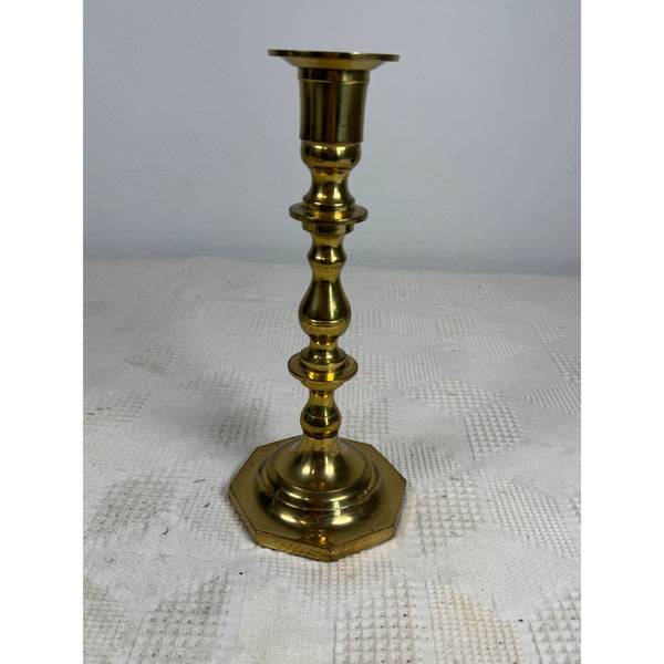 Vintage Brass Candlestick Taper Holder With Octagonal Base c1970s