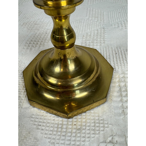 Vintage Brass Candlestick Taper Holder With Octagonal Base c1970s