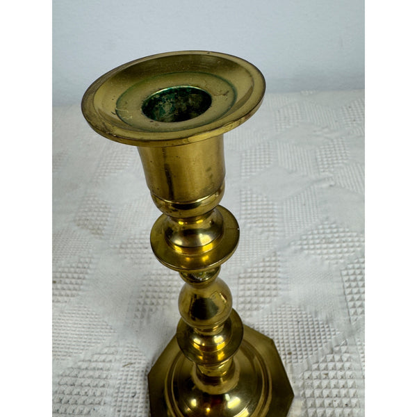 Vintage Brass Candlestick Taper Holder With Octagonal Base c1970s