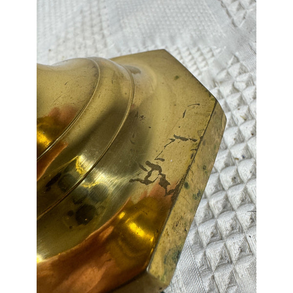 Vintage Brass Candlestick Taper Holder With Octagonal Base c1970s