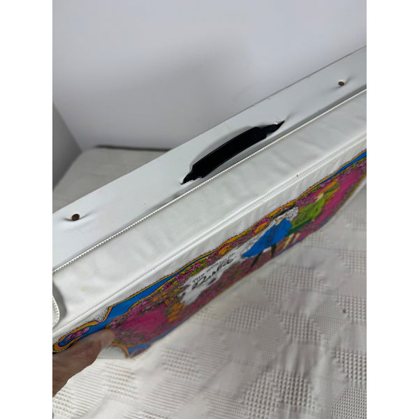 The World Of Barbie 1968 Double Doll Case Mattel White Vinyl w Floral Design USA