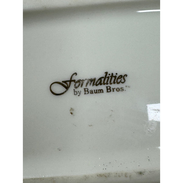 Formalities By Baum Bros Porcelain Hanukkah Menorah White and Gold Floral Design