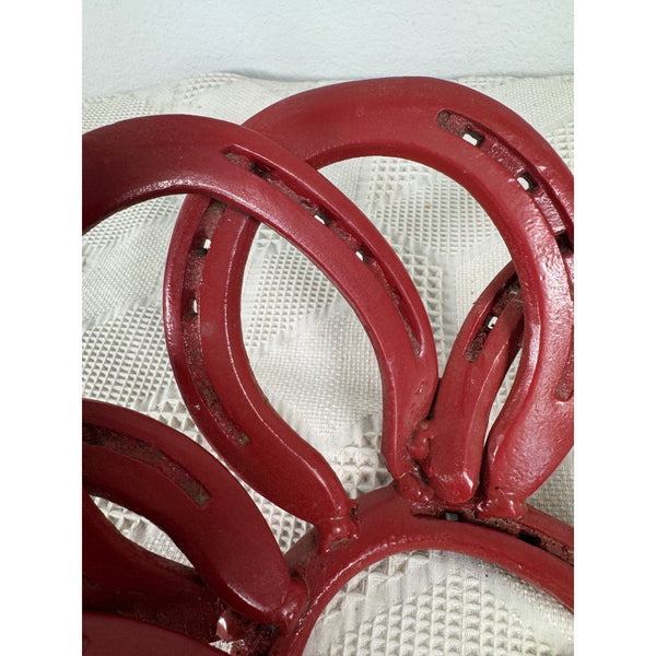 Red Handmade Horseshoe Bowl 12 Inch Rustic Metal Decor Rustic Farmhouse Western