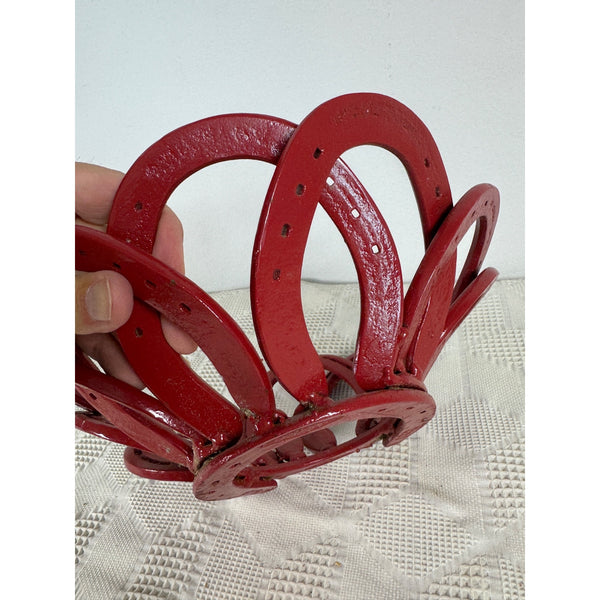 Red Handmade Horseshoe Bowl 12 Inch Rustic Metal Decor Rustic Farmhouse Western