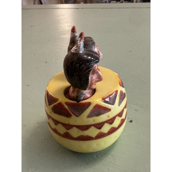 Vintage 1950s Native American Nodder Salt and Pepper Shakers Ceramic Hand Painted