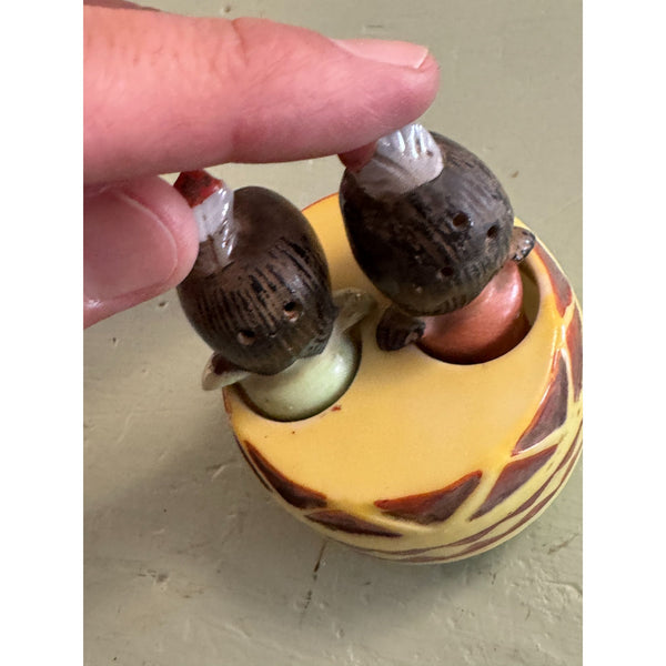 Vintage 1950s Native American Nodder Salt and Pepper Shakers Ceramic Hand Painted
