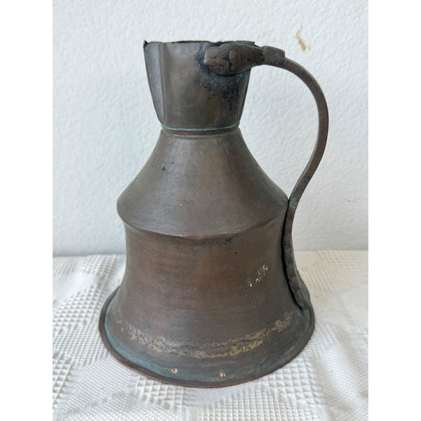 Antique 19th Century Handcrafted Dovetailed Copper Pitcher w Hand Pounded Rivets