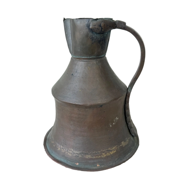 Antique 19th Century Handcrafted Dovetailed Copper Pitcher w Hand Pounded Rivets