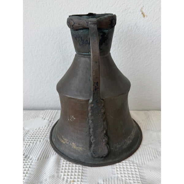 Antique 19th Century Handcrafted Dovetailed Copper Pitcher w Hand Pounded Rivets