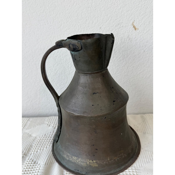 Antique 19th Century Handcrafted Dovetailed Copper Pitcher w Hand Pounded Rivets