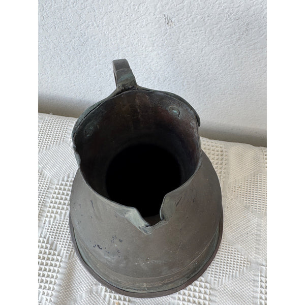 Antique 19th Century Handcrafted Dovetailed Copper Pitcher w Hand Pounded Rivets