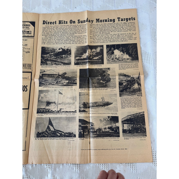 Honolulu Star Bulletin Newspaper Pearl Harbor Attack Headline Replica Souvenir