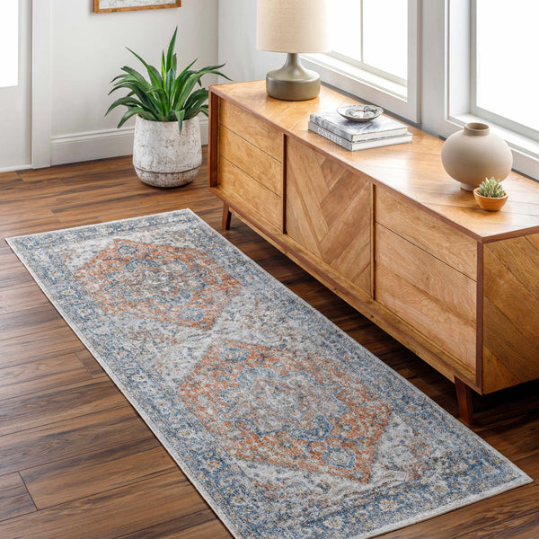 Ezri Rust Washable Area Rug traditional