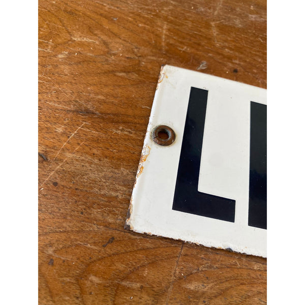 Vintage Enamel Lessenden Pl Street Sign Black and White Rectangular Metal
