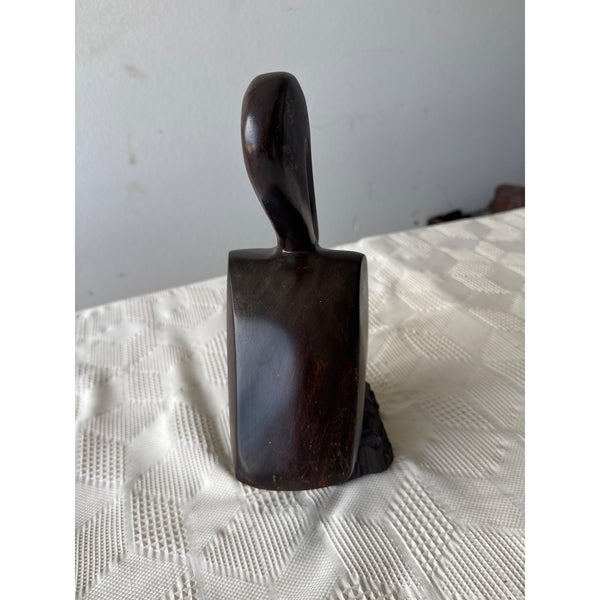 Hand Carved Ironwood Pelican Sculpture With Rustic Base Mid Century Vintage