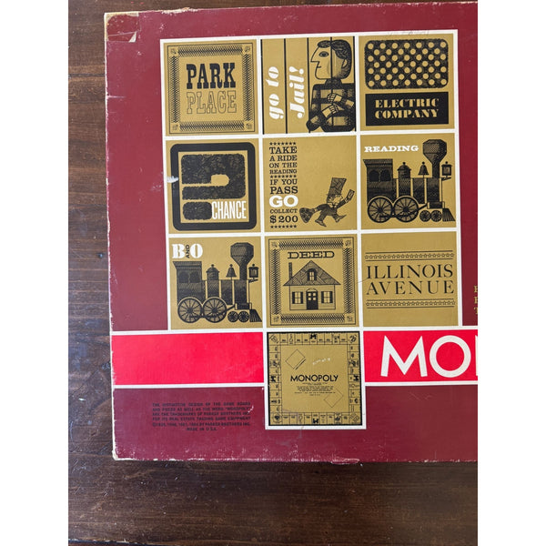 Vintage Monopoly 1960s Parker Brothers Board Game Complete Set Classic Red Box