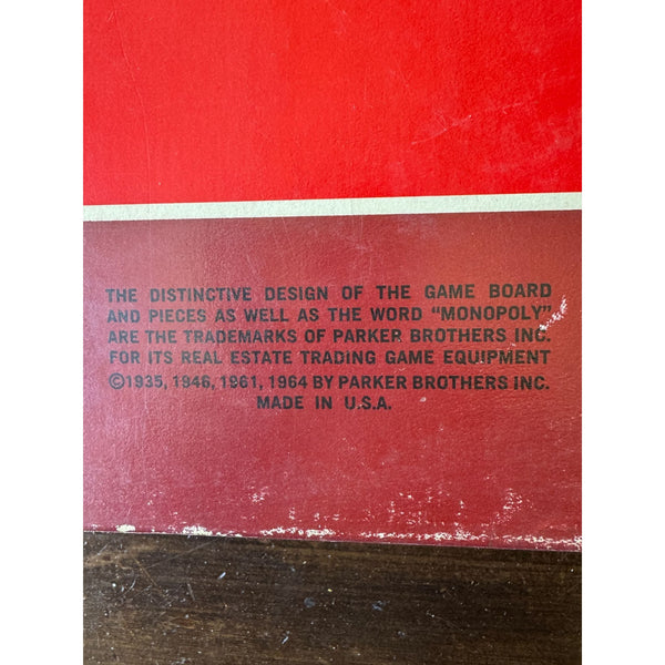 Vintage Monopoly 1960s Parker Brothers Board Game Complete Set Classic Red Box
