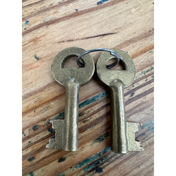 Antique Brass Railroad Switch Keys Pair Likely From 1920s Vintage Collectible