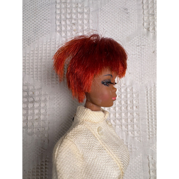 Vintage 1969 Julia Doll as Diahann Carroll w White Coat Red Hair TNT Bendable