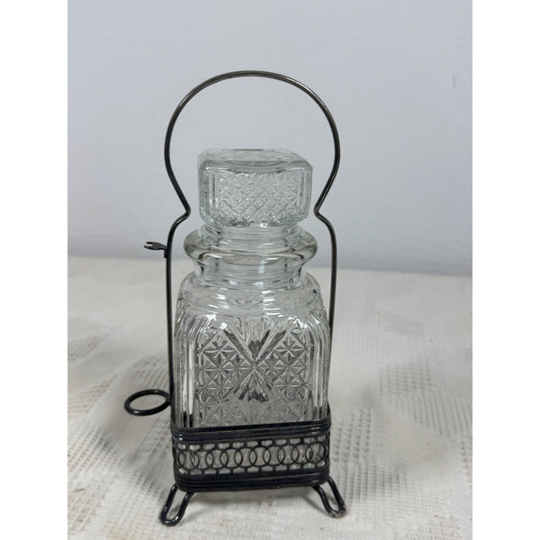 Vintage Cut Glass Pickle Jar With Silver Plated Caddy Likely English Sheffield