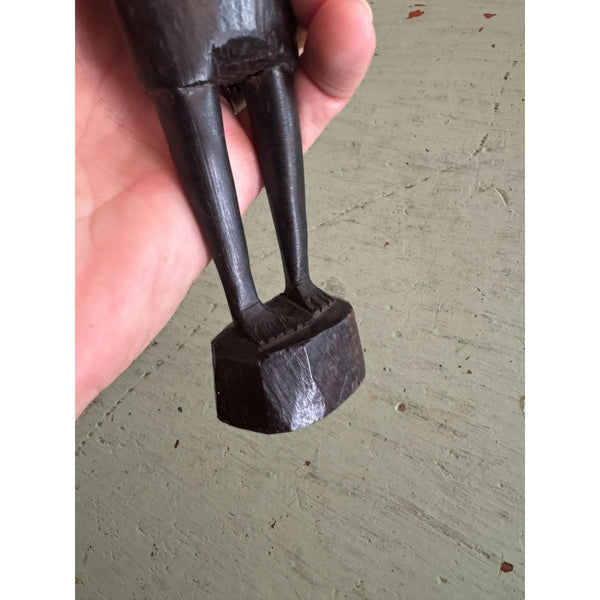 Vintage Mid Century African Ebony Wood Statue Of Tribal Woman Figurine