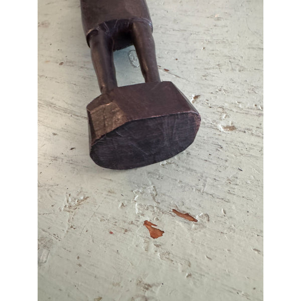 Vintage Mid Century African Ebony Wood Statue Of Tribal Woman Figurine