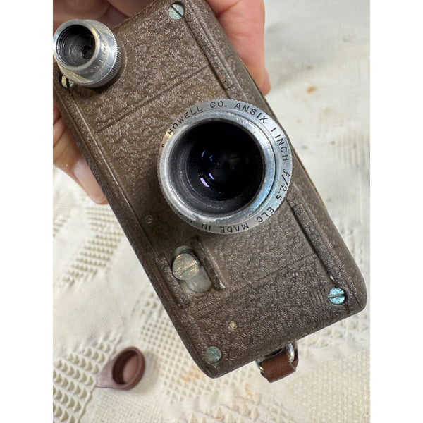 Vintage Bell and Howell Filmo Auto Load 8mm Movie Camera With Brown Leather Case