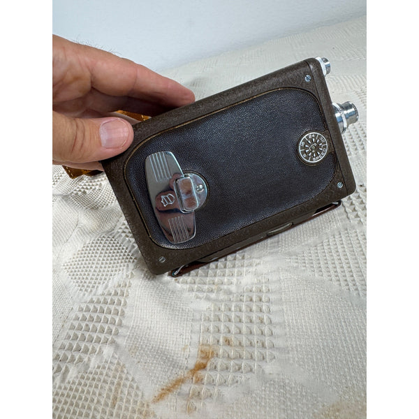 Vintage Bell and Howell Filmo Auto Load 8mm Movie Camera With Brown Leather Case