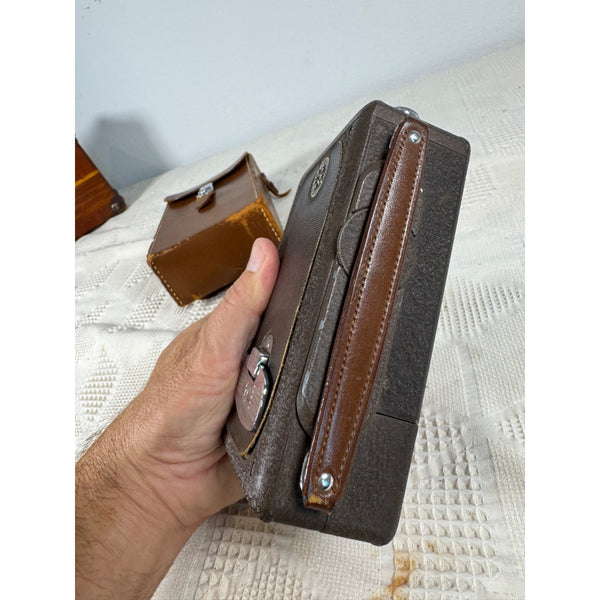 Vintage Bell and Howell Filmo Auto Load 8mm Movie Camera With Brown Leather Case