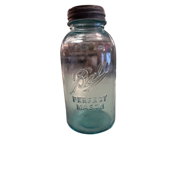 Ball Perfect Mason Half Gallon Aqua Blue Jar With Zinc Lid Vintage Collectible No 6