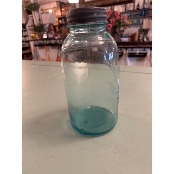 Ball Perfect Mason Half Gallon Aqua Blue Jar With Zinc Lid Vintage Collectible No 6