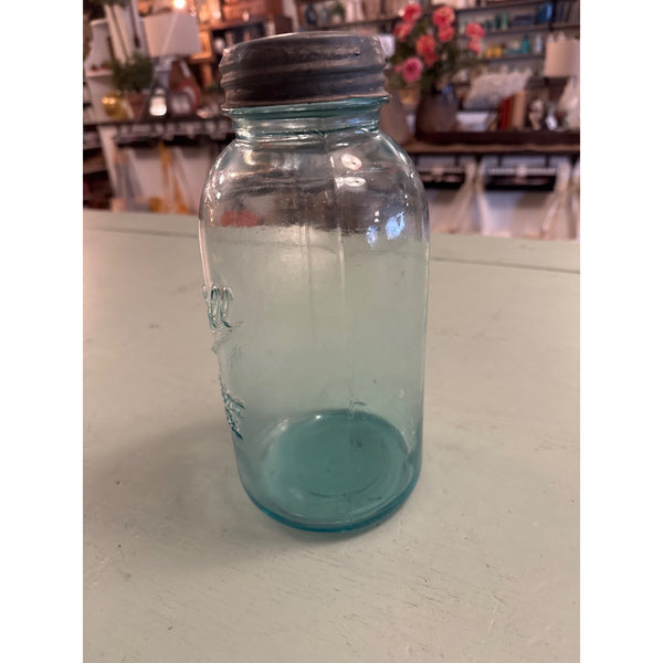 Ball Perfect Mason Half Gallon Aqua Blue Jar With Zinc Lid Vintage Collectible No 6