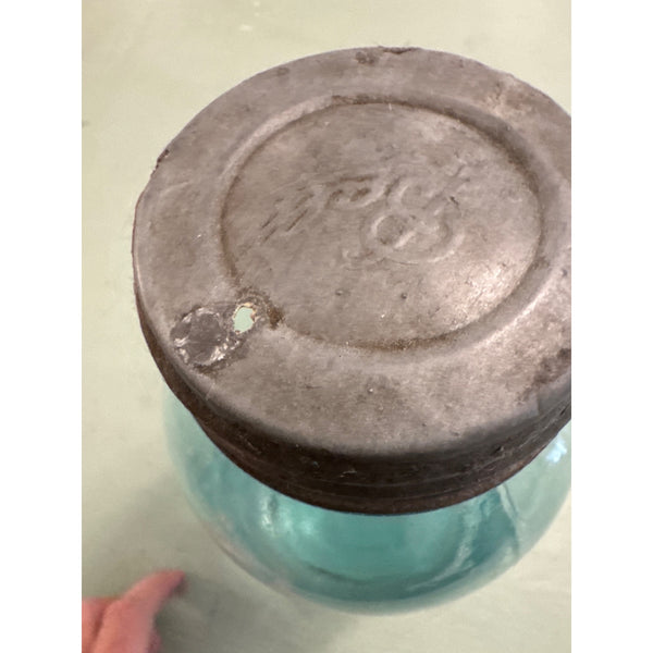 Ball Perfect Mason Half Gallon Aqua Blue Jar With Zinc Lid Vintage Collectible No 6