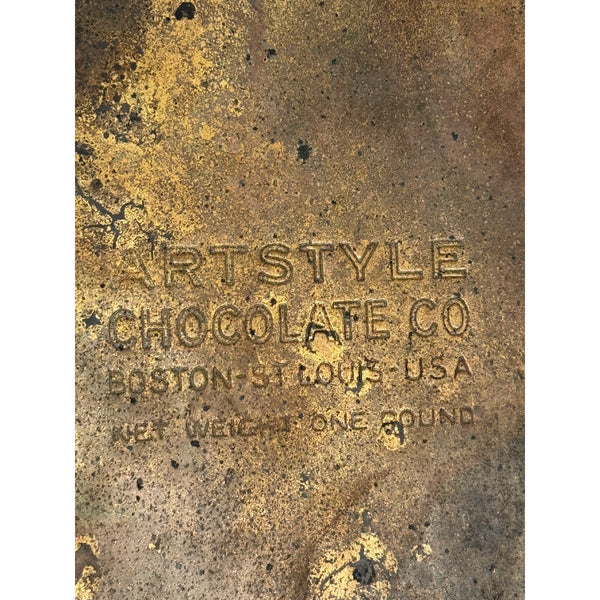 Antique Brass Tone Hexagonal Artstyle Chocolate Co Box w Intricate Etched Design