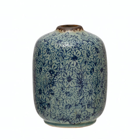 Terra-cotta Vase with Floral Pattern