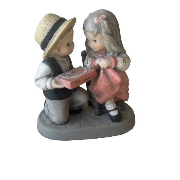 One Of Lifes Sweetest Moments Figurine By Enesco 1998 Boy Giving Girl Chocolates