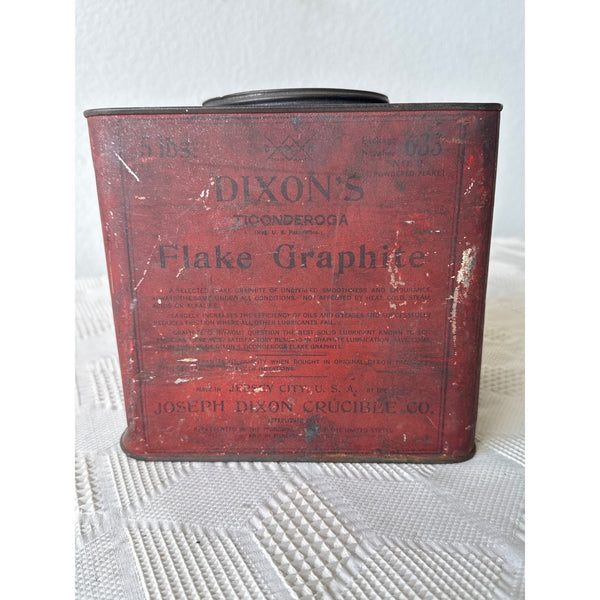 Dixons Ticonderoga Flake Graphite Vintage Red Tin Can Joseph Dixon Crucible Co