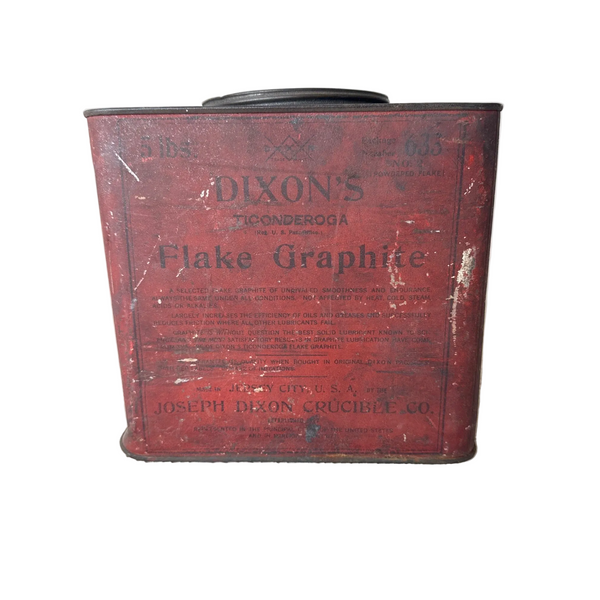 Dixons Ticonderoga Flake Graphite Vintage Red Tin Can Joseph Dixon Crucible Co