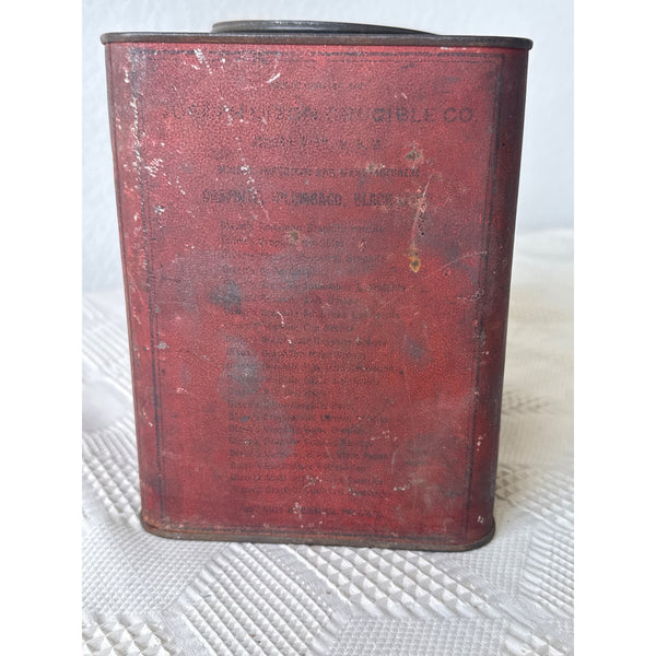 Dixons Ticonderoga Flake Graphite Vintage Red Tin Can Joseph Dixon Crucible Co