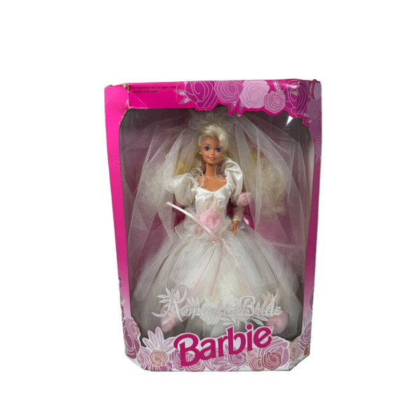 Romantic Bride Barbie Doll 1992 Mattel White Wedding Dress With Veil 1861 NIB