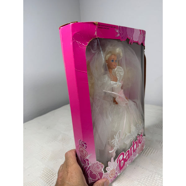 Romantic Bride Barbie Doll 1992 Mattel White Wedding Dress With Veil 1861 NIB