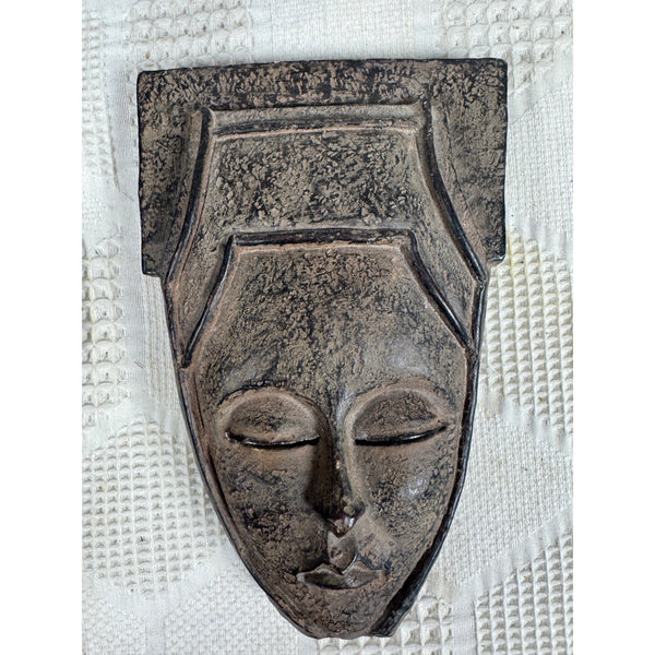 African Inspired Small Wall Hanging Mask Duo Rustic Finish Tribal Art Decor