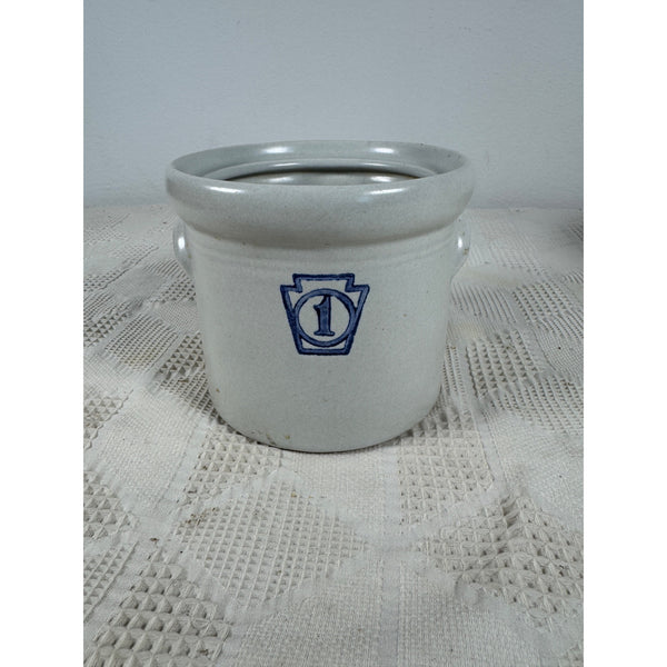 Vintage Pfaltzgraff Keystone Stoneware 1 Quart Crock Style Canister With Handles