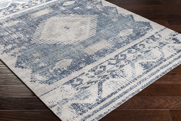 Westmount Denim Aztec Outdoor Safe Area Rug rustic worn look