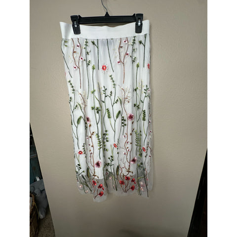Highness Womens White Floral Skirt