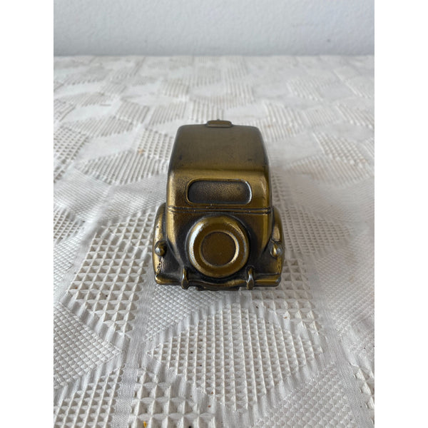 Banthrico Brass Tone Vintage 1934 Ford Taxi Coin Bank 1974 Model w Slot Bottom