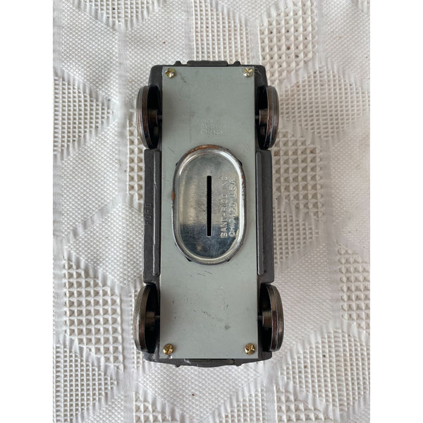 Banthrico Brass Tone Vintage 1934 Ford Taxi Coin Bank 1974 Model w Slot Bottom